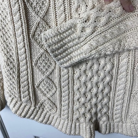 LL Bean Signature Fisherman Tunic Sweater Womens XS Chunky Cable Knit Stripes - Picture 8 of 11